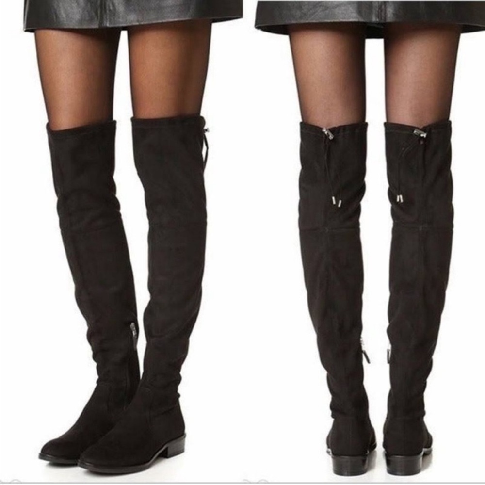 Sam Edelman Paloma Black Faux‎ Suede Over the Knee Boots Sz 6.5 Edgy OTK Stretch